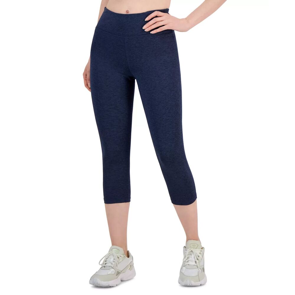 Ideology Women's Blue Space-Dye Pull-On Crop Leggings Size Small